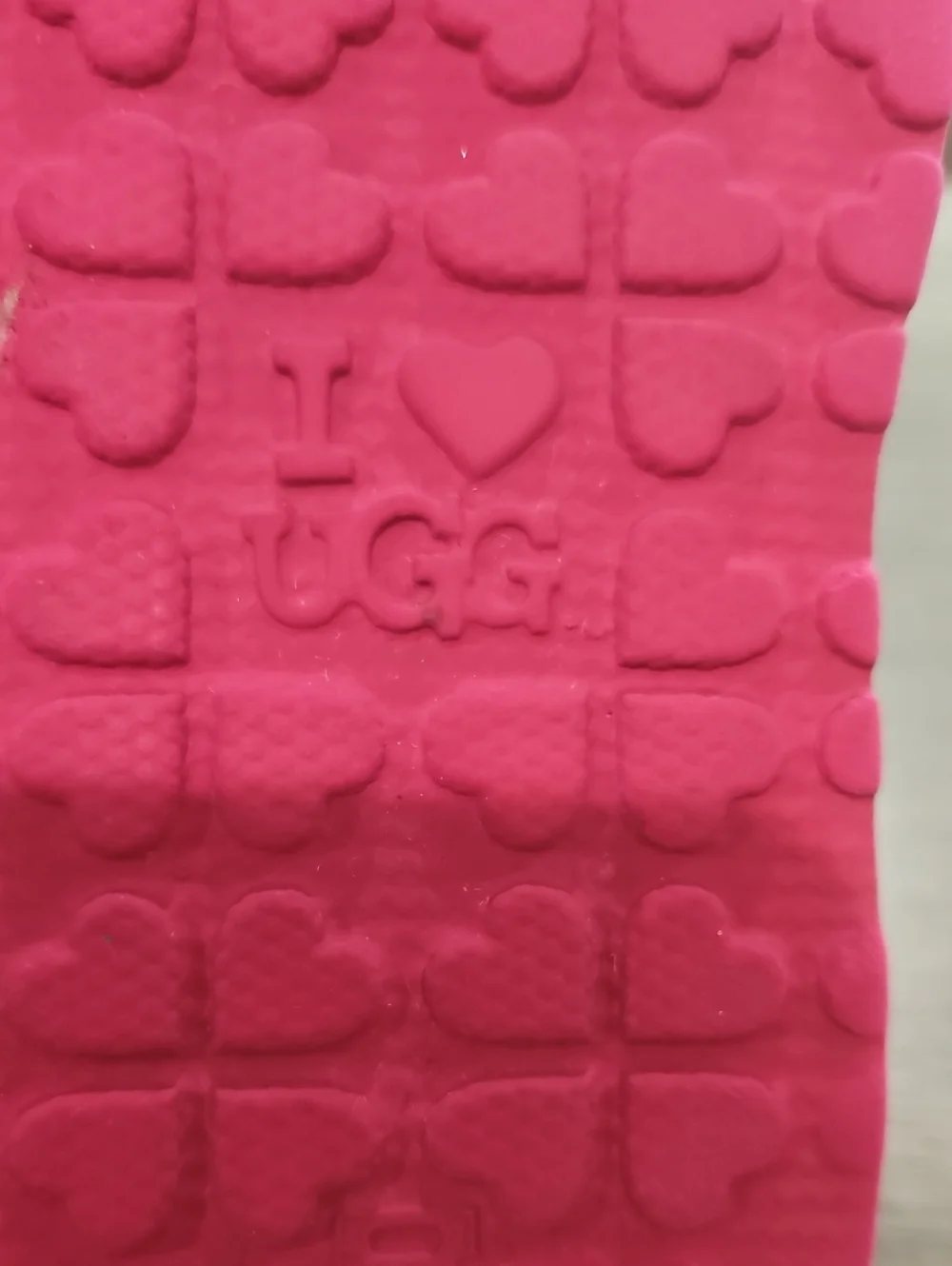 Ugg I love UGG Pink suede Heart Slippers size 5